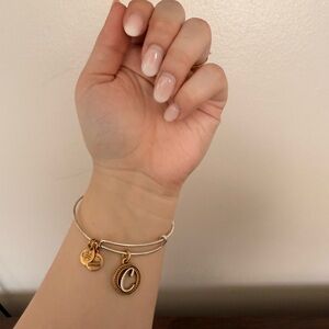 ALEX & ANI Two-Tone Gold and Silver Initial “C” Bangle Bracelet